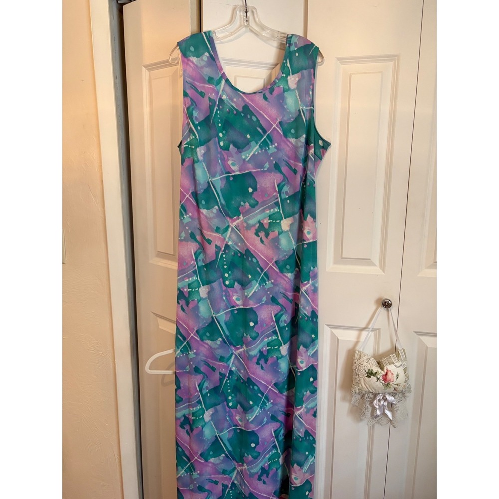 Vintage Lady Blair Watercolor Abstract Dress & Jacket Set – XL/1X NPC‎ Warren PA